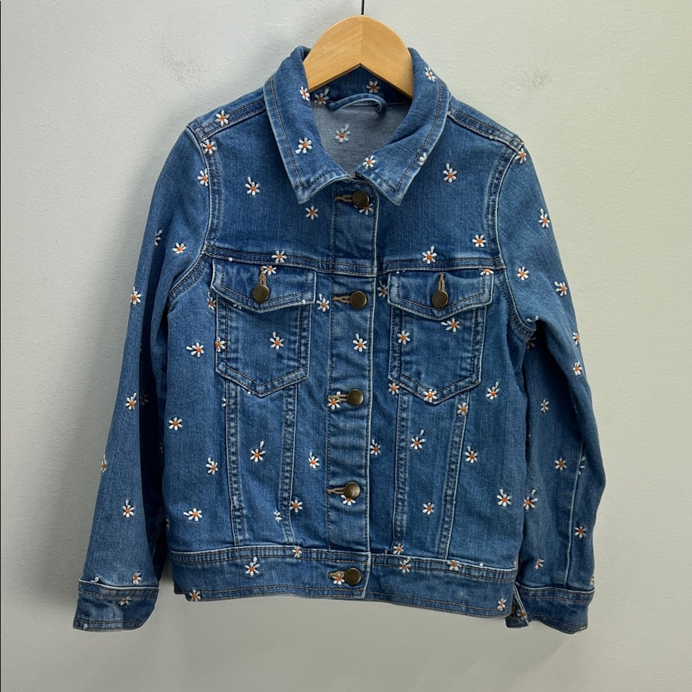 Hanna Andersson Daisy Jean Jacket Embroidered Denim Girls 6 / 7 Spring Classic